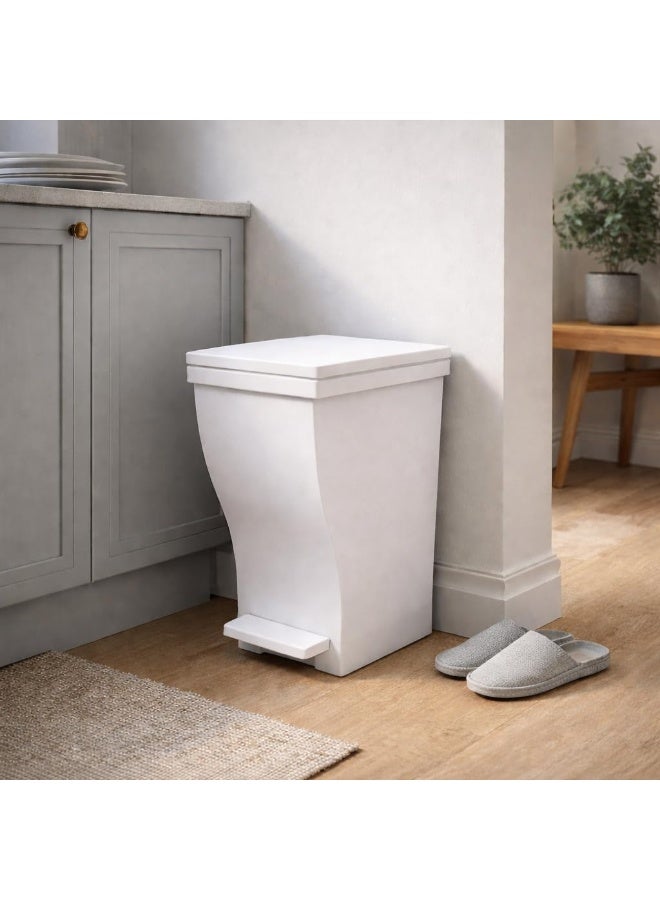 Master Gold 15L White Pedal Trash Can with Airtight Lid Modern Design for Kitchen Bathroom | Home Decor Trash Can 38cm Height | Plastic Waste Bin with Pedal - Image 4